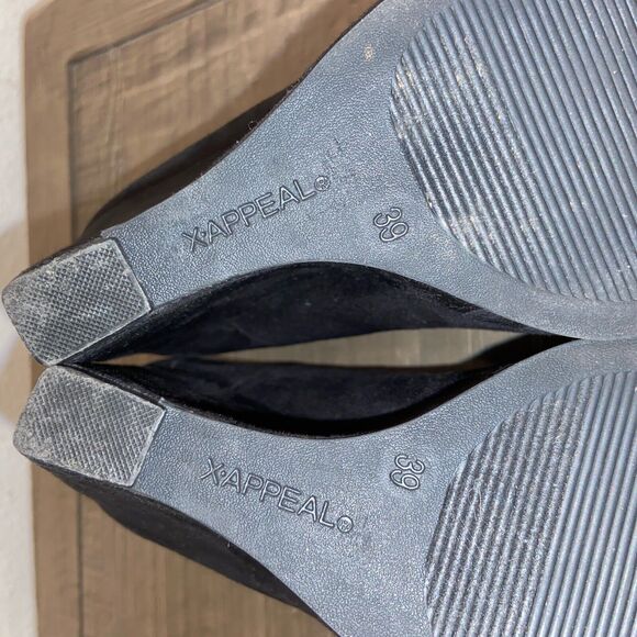 X-APPEAL Licorice Style Black Close Point Toe Hidden Heel Wedge Woman's size 9 - Picture 9 of 16